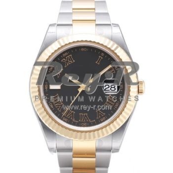SWISS DATEJUST II STYLE 2-TONE BLACK ROMAN 41MM