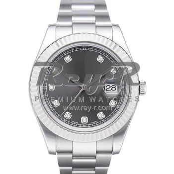 SWISS DATEJUST II STYLE STEEL GREY DIAMONDS 41MM
