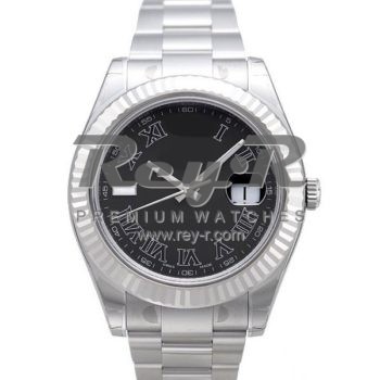 SWISS DATEJUST II STYLE STEEL BLACK ROMAN 41MM