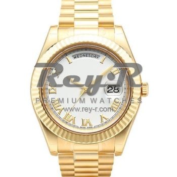 SWISS DAY-DATE II STYLE GOLD WHITE ROMAN 41MM