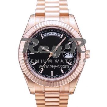 SWISS DAY-DATE II STYLE ROSE GOLD BLACK 41MM