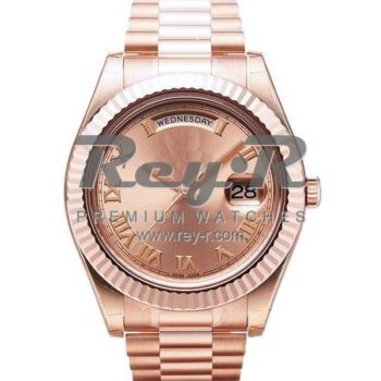 SWISS DAY-DATE II STYLE ROSE GOLD PINK ROMAN 41MM