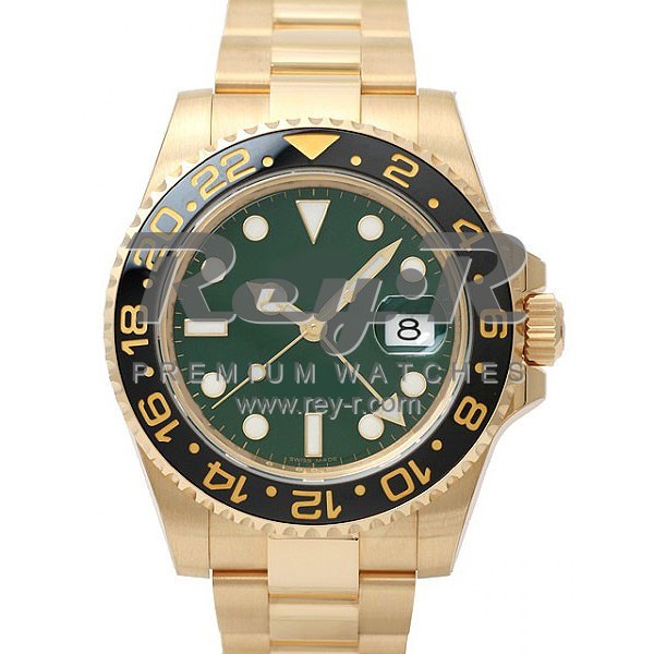 SWISS GMT MASTER II STYLE YELLOW GOLD CERAMIC 40MM Rey R
