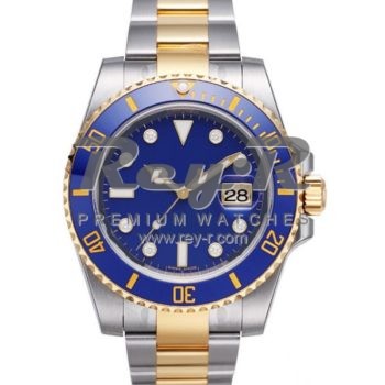 SWISS SUBMARINER STYLE 2-TONE BLUE DIAMONDS CERAMIC 40MM