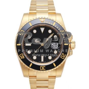 SWISS SUBMARINER STYLE GOLD BLACK CERAMIC 40MM