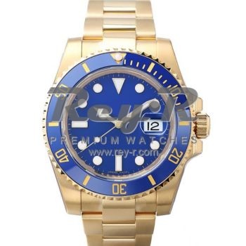SWISS SUBMARINER STYLE GOLD BLUE CERAMIC 40MM