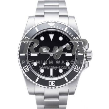 SWISS SUBMARINER STYLE STEEL NO DATE BLACK CERAMIC 40MM